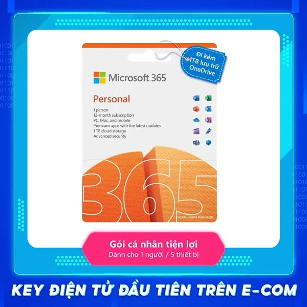 [ KEY GIA HẠN hoặc MUA MỚI ] KEY ĐIỆN TỬ Phần mềm Microsoft 365 PERSONAL (QQ2-00003) | 12 tháng | Dành cho 1 người | 5 thiết bị/tài khoản | Word, Excel, PowerPoint | 1TB OneDrive