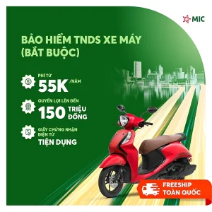 Bảo hiểm TNDS Xe máy (bắt buộc), số tiền bồi thường 150 triệu, giấy chứng nhận điện tử tiện dụng