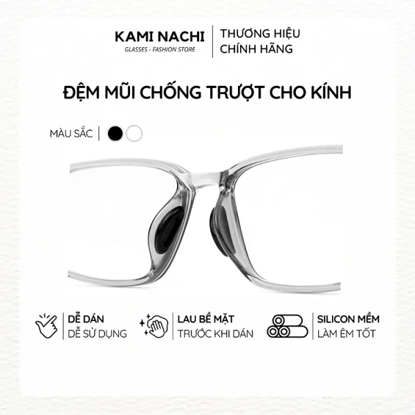 Bộ 2 miếng đệm mũi silicon hình bán nguyệt có mặt dán keo cho mắt kính KAMI NACHI
