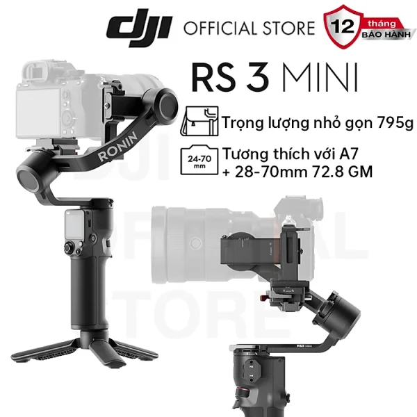 Gimbal máy ảnh DJI RS 3 Mini gọn nhẹ tải trọng 2kg (DJI RS 3 Mini) - Hàng chính hãng