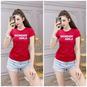 Áo thun nữ MXM cổ tròn form ôm body tôn dáng in chữ Wonder Girls ( ANU017 )