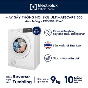 [Mới 2024] Máy sấy thông hơi 9kg UltimateCare 300 - Trắng EDV904H3WC - Hàng chính hãng