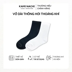 Vớ dài thông hơi, vải mềm thoáng khí trên mắt cá chân, màu trắng đen - Chính hãng KAMI NACHI