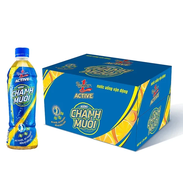 Thùng 24 chai Nước uống vận động Number 1 Active hương chanh muối chai PET 455 ml