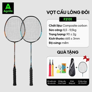 [TẶNG 3 CẦU] Vợt cầu lông cán liền cao cấp chính hãng Agnite -  Tặng hộp cầu nhựa và bao đựng - 2 chiếc - F2131